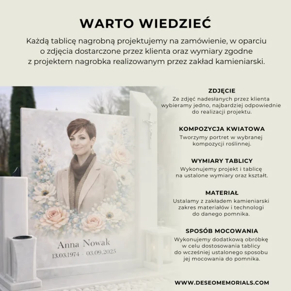 tablice na pomnik – projekt tablicy nagrobnej ze zdjęciem
