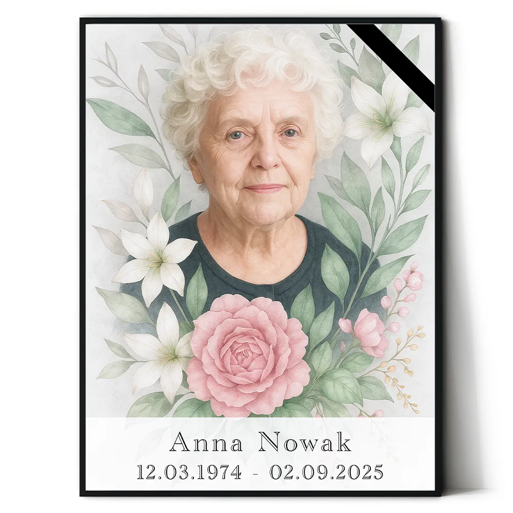 Zdjęcie pogrzebowe zmarłej osoby – portret pamiątkowy Zdjęcie na ceremonię pogrzebową - obrazek 1