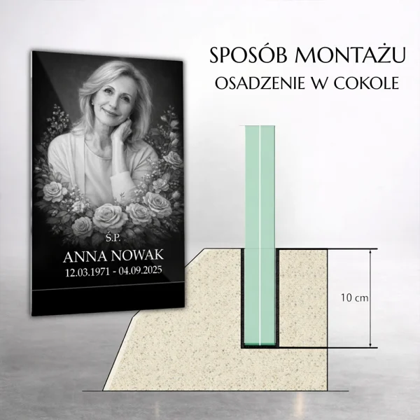 laminacja szkła w tablicy nagrobnej dwie tafle szkła hartowanego