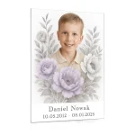 tablica na pomnik dziecka z portretem dziecka na szkle hartowanym