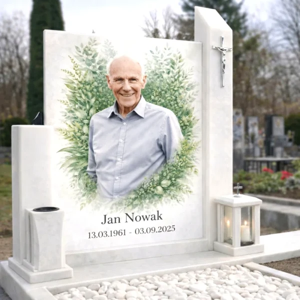 Tablica nagrobna z portretem wykonanym ze zdjęcia na pomnik