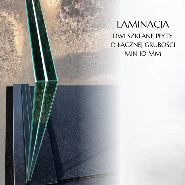 laminowana tablica szklana na pomnik z dwóch płyt szkła hartowanego