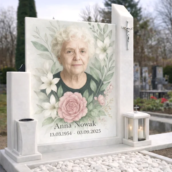 tablica na pomnik ze zdjęciem – portret nagrobny na szkle hartowanym