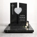 szklane serce do nagrobka z kruszonego szkła dekoracyjny element pomnika