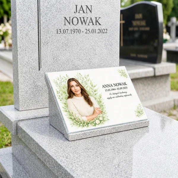 tabliczki na pomnik z kolorowym portretem i personalizowanym napisem