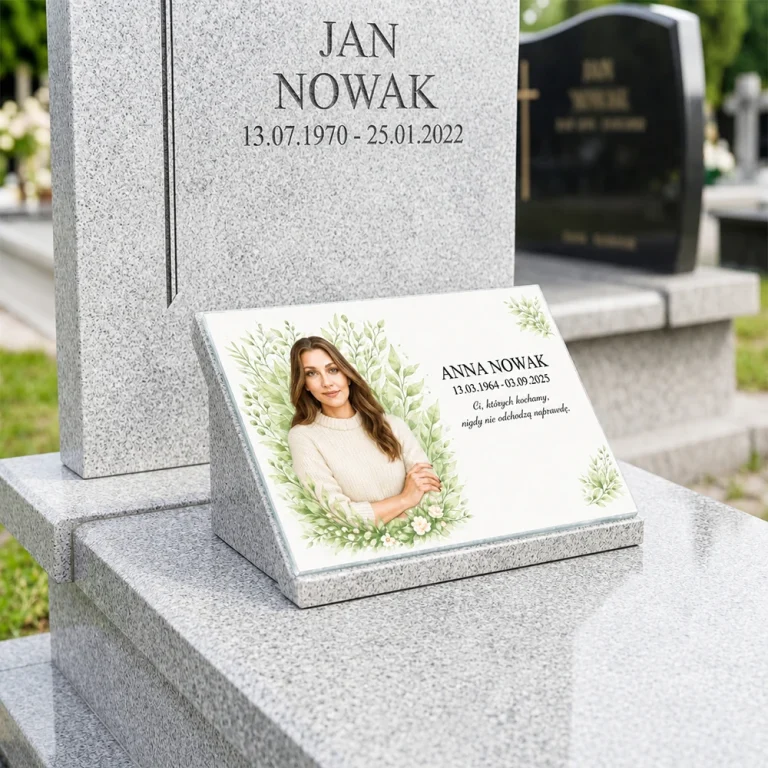 tabliczki na pomnik z kolorowym portretem i personalizowanym napisem