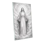 glass memorial panel with image of Jesus for headstone – religious glass plaque