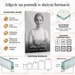 Duże zdjęcie na pomnik ze szkła hartowanego z napisem i datami