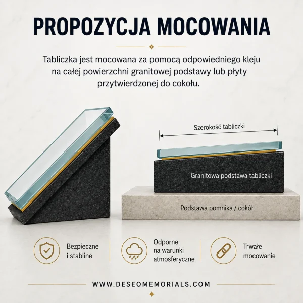 Montaż tablicy nagrobkowej na granitowej podstawie nagrobka