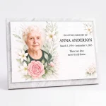 Glass photo plaque for grave with personalized name and dates