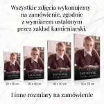 duże zdjęcie na pomnik z napisem i datami, różne rozmiary