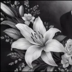 Hand-crafted memorial glass panel with engraved lily flower design