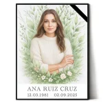 Retrato de porcelana para lápida con foto personalizada y nombre grabado