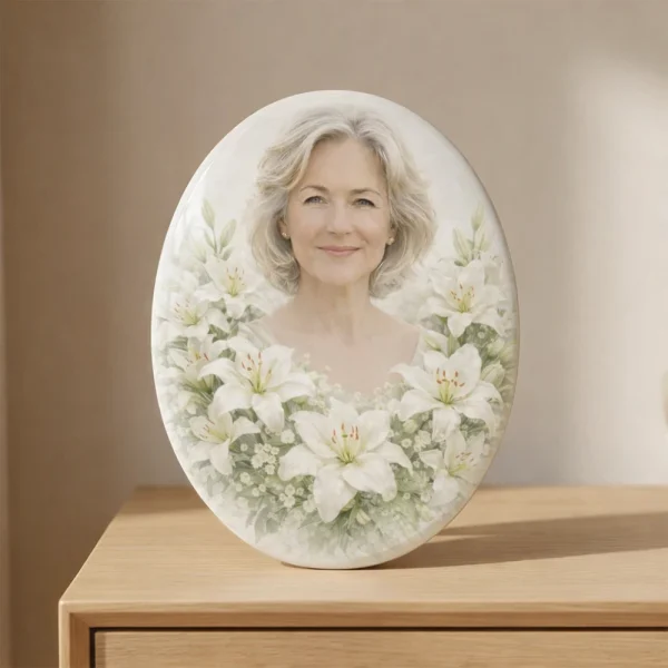 Fotocerámica oval personalizada con retrato para lápida