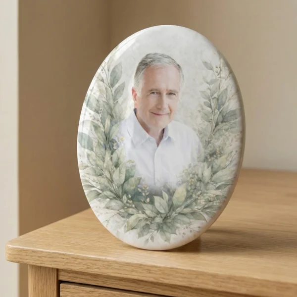 fotocerámica ovalada personalizada con retrato para lápida