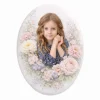 fotoceramika nagrobna, zdjęcie na porcelanie dla dziecka z kwiatowym motywem