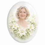 fotoceramika nagrobna, zdjęcie na porcelanie z motywem lilii