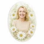 glass photo plaque for grave with daisy flower frame