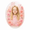children's headstone photo plaque with pink floral portrait design