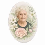 fotoceramika nagrobna owalna z motywem róży i lilii