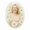 fotoceramika nagrobna owalna z wianuszkiem stokrotek