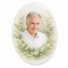 fotoceramika owalna z motywem roślinnym, zdjęcie na porcelanie z wieńcem liści