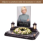 panel szklany na nagrobek z fotografią i napisem do montażu w cokole pomnika