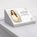 panel szklany na nagrobek z fotografią i personalizowanym napisem
