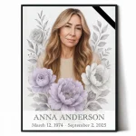 Personalised memorial plaque made from photo with floral motif and name plate