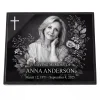 Glass photo plaque for grave engraved with name and dates