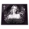 Glass photo plaque for grave engraved with name and dates