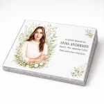glass photo plaque for grave with name and dates and floral design