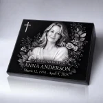 Custom headstone design with engraved photo and personalized gravestone text