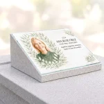 Placa de cristal para lápida con foto, nombre y fechas