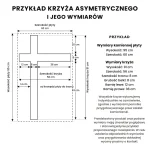 Schemat wymiarów krzyża asymetrycznego wykonanego na zamówienie do pomnika