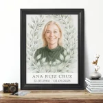 Retrato de porcelana para lápida con foto personalizada y motivo floral