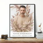 Retrato personalizado para panteón con foto y motivo floral enmarcado