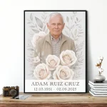 Retrato personalizado para panteón con foto propia y motivo floral