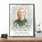 Placa personalizada para panteón con retrato del difunto, nombre y fechas