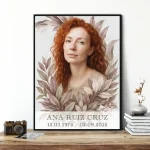 retrato personalizado para panteón elaborado a partir de una foto con marco decorativo floral