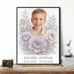 Personalizowany portret na pomnik ze zdjęcia z kwiatowym motywem dekoracyjnym