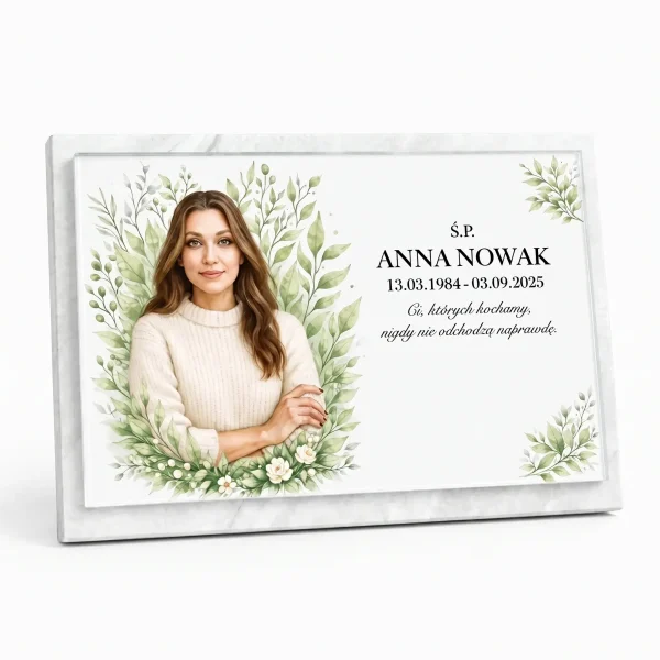 duże zdjęcie na pomnik z tablicą nagrobkową i personalizowanym napisem