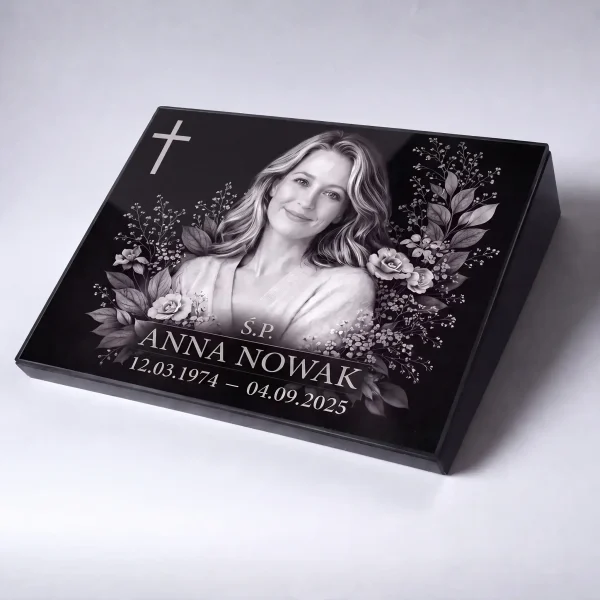 tablica nagrobkowa z imieniem i nazwiskiem zmarłego oraz datami narodzin i śmierci