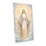 Adorno de vidrio para lápida con imagen de la Virgen María – panel de vidrio para monumento
