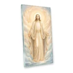 Adorno de vidrio para monumento con imagen de Jesús fabricado en vidrio templado