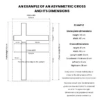 Dimension drawing of an asymmetric cross made to order for a headstone
