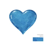 close-up of the crackled texture of a blue fused glass heart