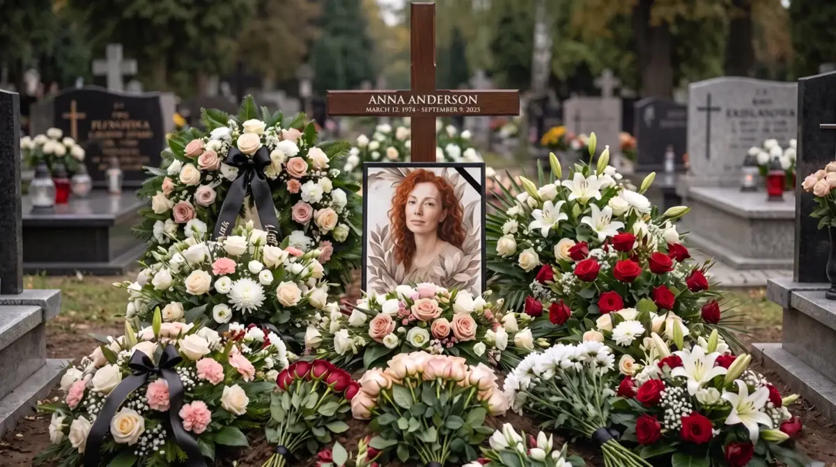 custom photo for memorial portrait on wooden cross among wreaths
