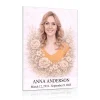 colour photo for memorial with floral motif on tempered glass headstone plaque