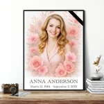 personalised memorial portrait with floral motif made from photo